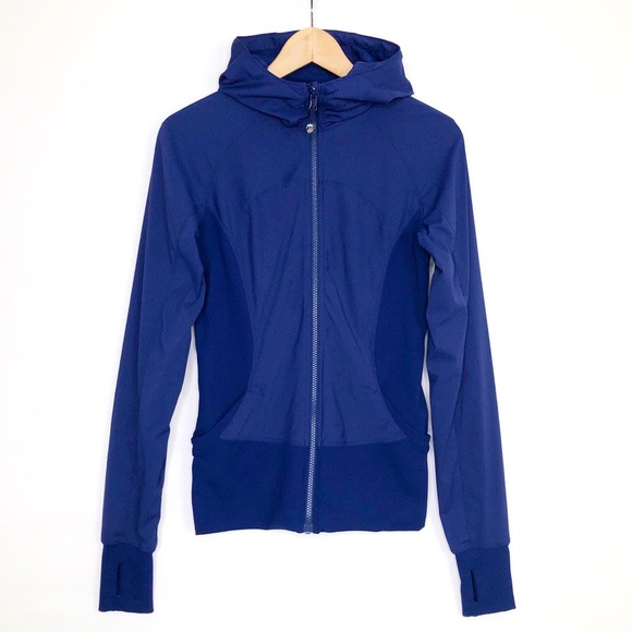 Lululemon In Flux Navy blue zip front. Women's Blue Hooded Jacket - Picture 1 of 9